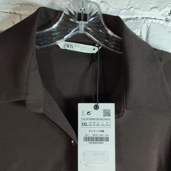 ZARA DRAPED SHIRT DRESS NWT - Picture 7 of 11